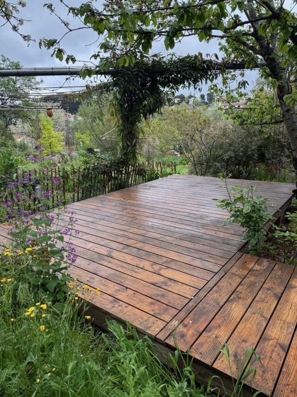 Nettoyage terrasse en bois naturel sans produit chimique à Marseille. 