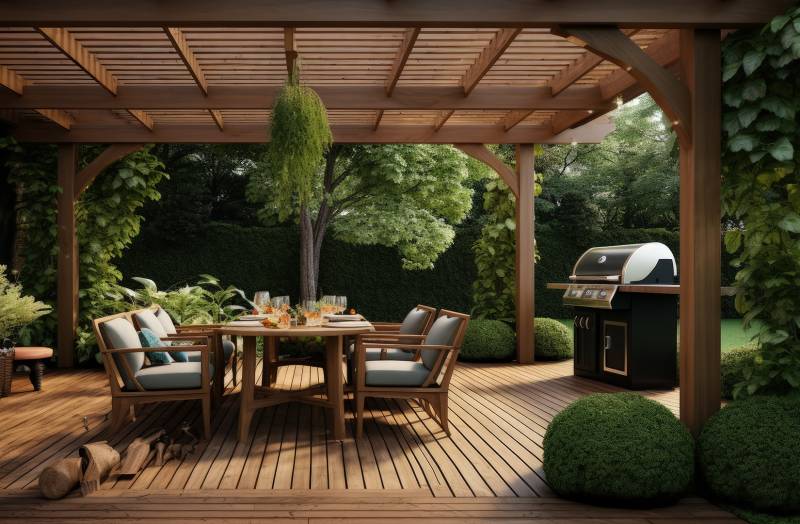 Pergola adossée en bois posée près de Carry-le-Rouet